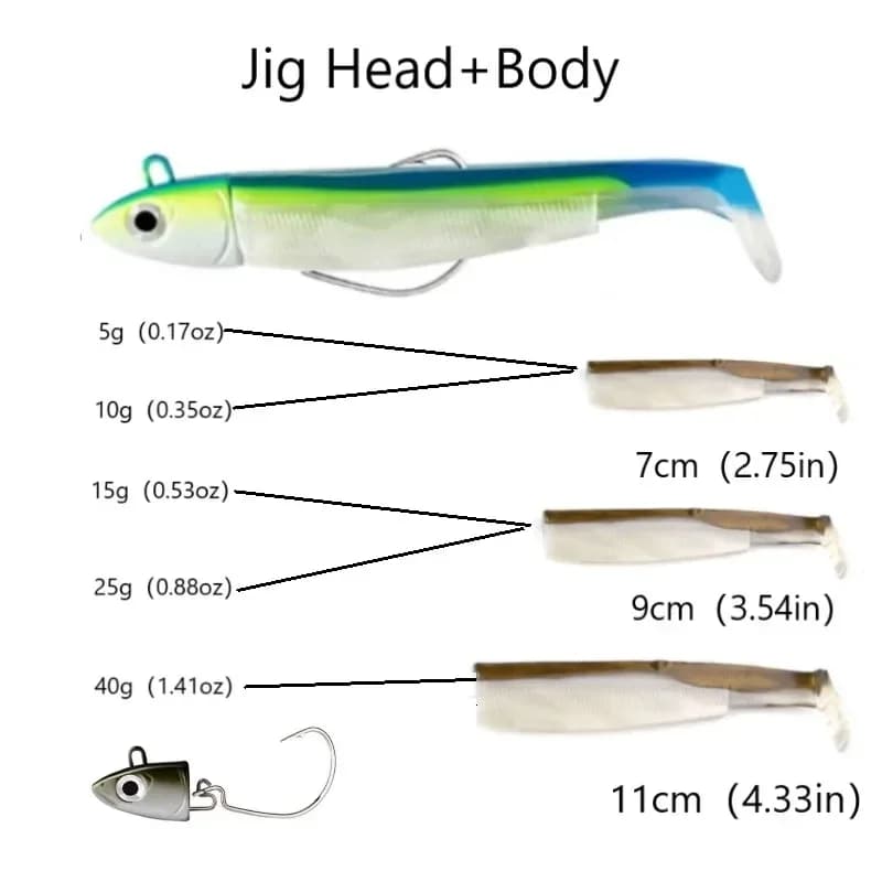 Tête plombée Jig TEKNIK 2 pièces, leurre black minnow 5g à 40g pour bar et pêche en spinning