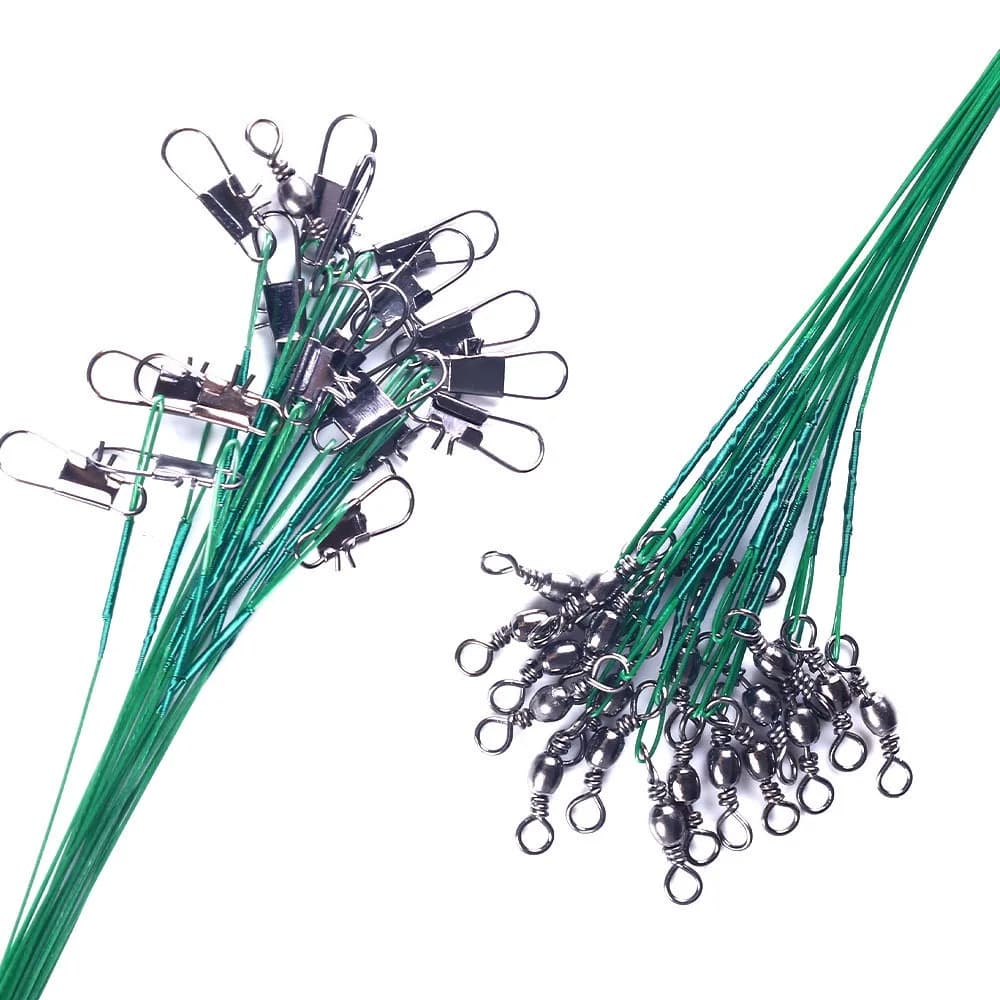 Bas de ligne acier anti-morsure 15-30cm avec émerillon accessoire pêche résistant carnassiers