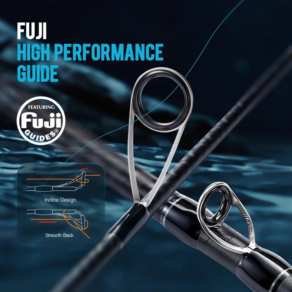 Canne à pêche mer CYLIUS KOMPLUM 40T carbone - Sensitive longcast anneaux Fuji pour pêche au calmar