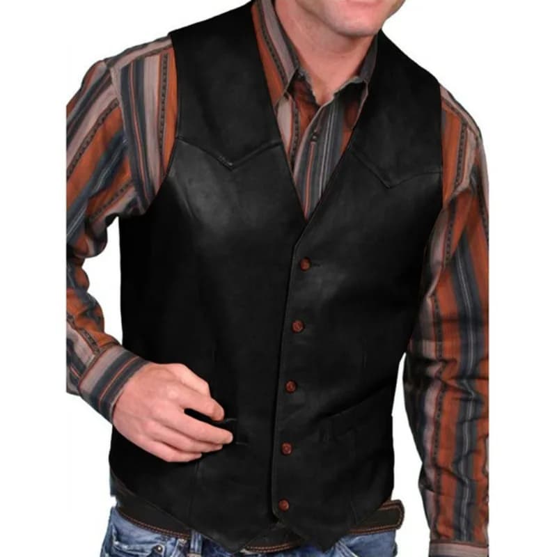 Veste en cuir rétro pour pêcheur - Veste sans manches homme élégante pour sorties en mer