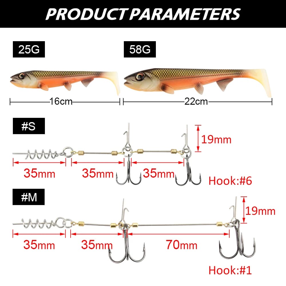 Leurre souple Spinpoler 14cm/18cm avec montage stinger - Appât silicone pêche mer gros poissons jigging trolling