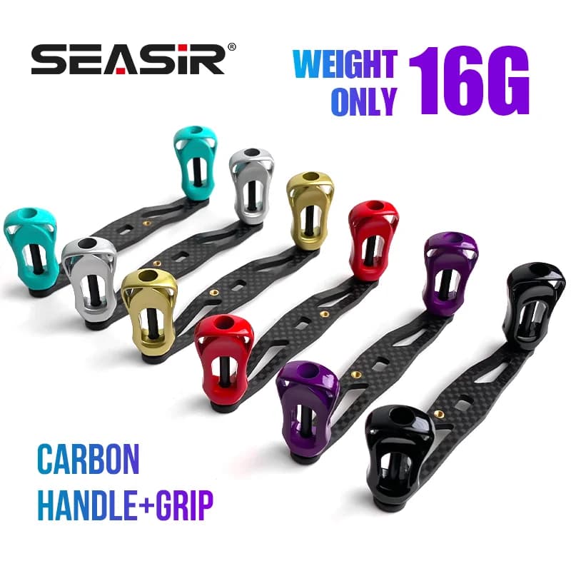 Manivelle carbone SEASIR pour moulinets casting - 6 couleurs disponibles pour Daiwa et Shimano