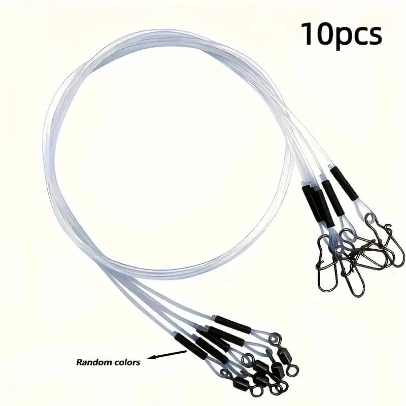 10 bas de ligne fluorocarbone anti-morsure avec émerillons - Faible visibilité eau douce et mer