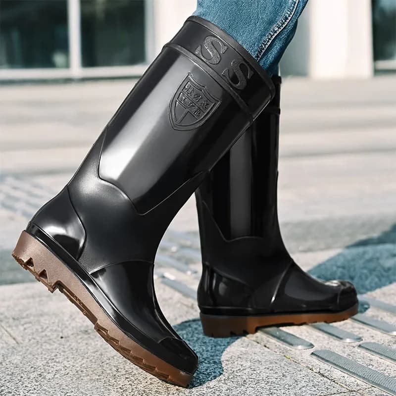 Bottes pluie adulte imperméables hautes chaussures eau chantier caoutchouc cuisine antidérapantes courtes