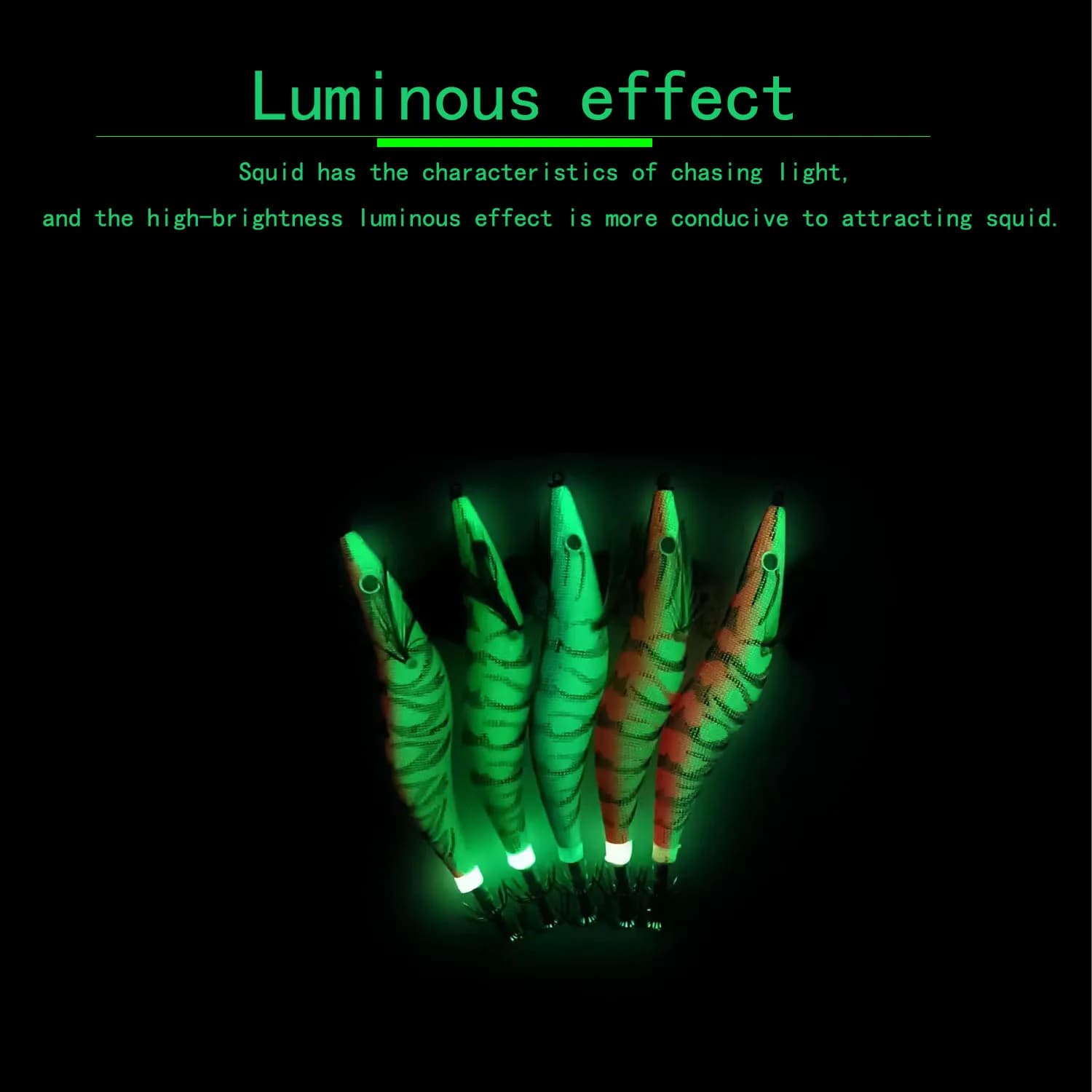 5 leurres pêche crevette bois lumineux yeux 3D wobbleur dur appât calmar octopus
