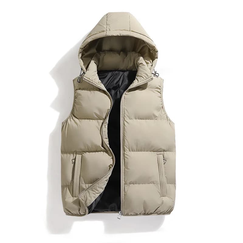 Veste sans manches homme imperméable chaude avec capuche pour automne hiver