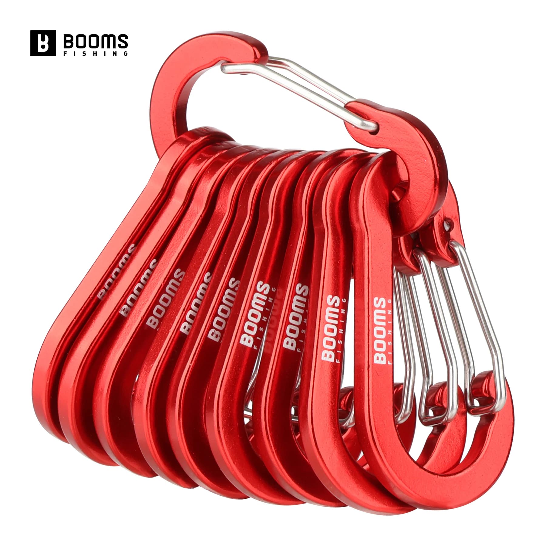 10 clips polyvalents Booms Fishing - Anneaux en D en aluminium pour pêche et rangement - Accessoires pratiques