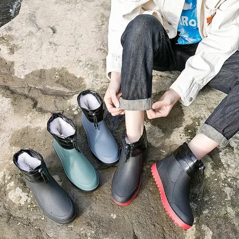 Bottes de pluie homme mode imperméables antidérapantes plastique qualité supérieure talon bas caoutchouc