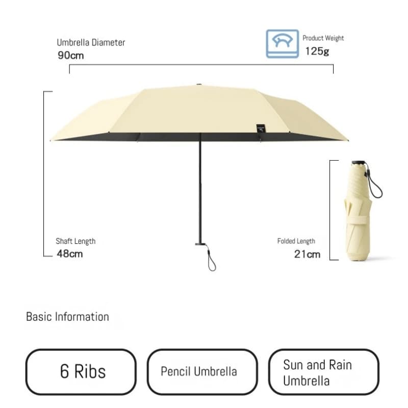 Parapluie portable style japonais 125g protection solaire manuel anti-UV résistant aux intempéries