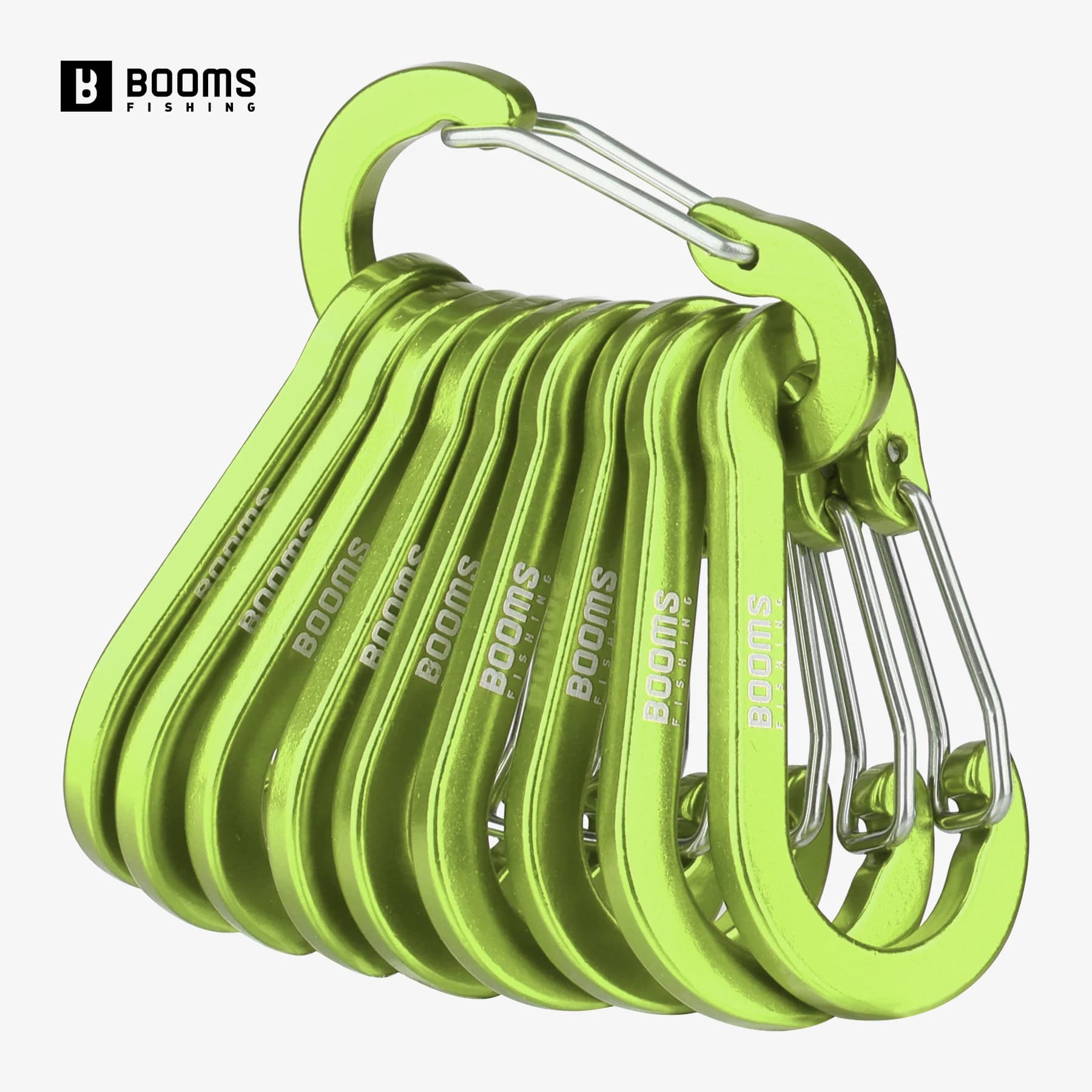 10 clips polyvalents Booms Fishing - Anneaux en D en aluminium pour pêche et rangement - Accessoires pratiques