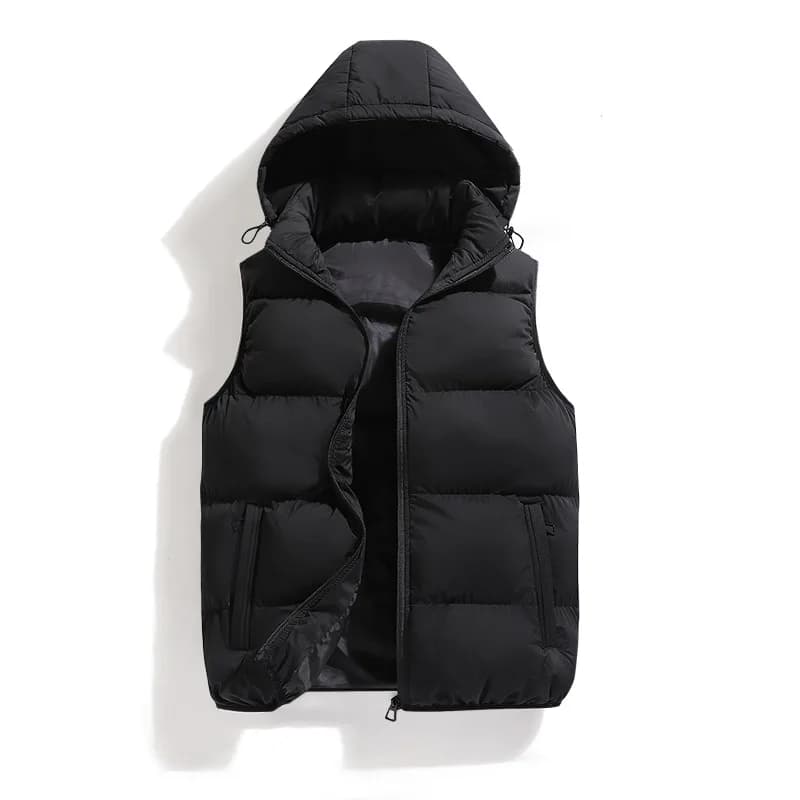 Veste sans manches homme imperméable chaude avec capuche pour automne hiver
