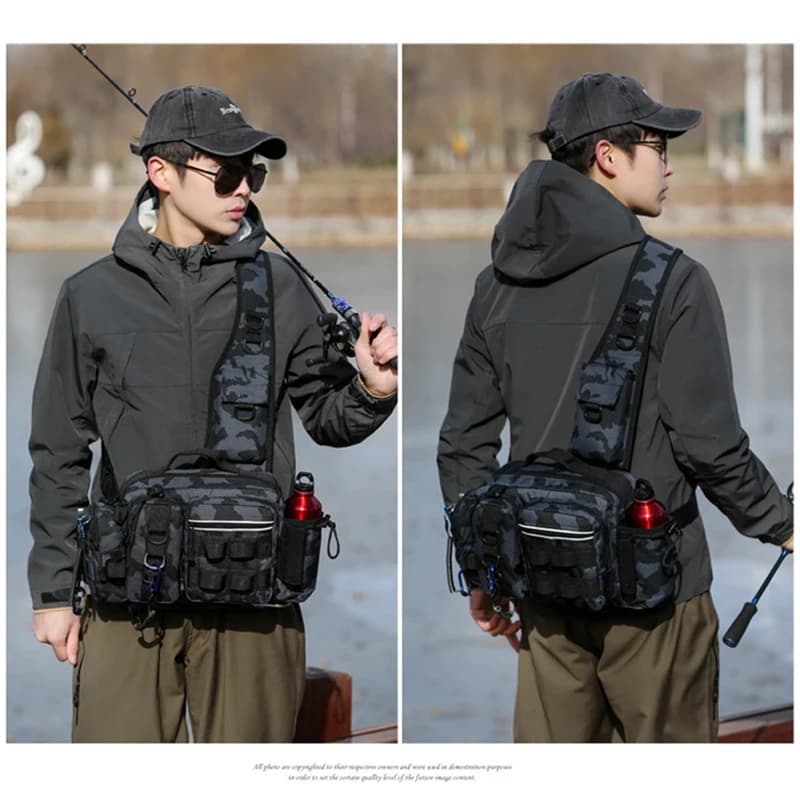 Sac bandoulière tactique camouflage pour pêche - Rangement leurres et lignes outdoor homme