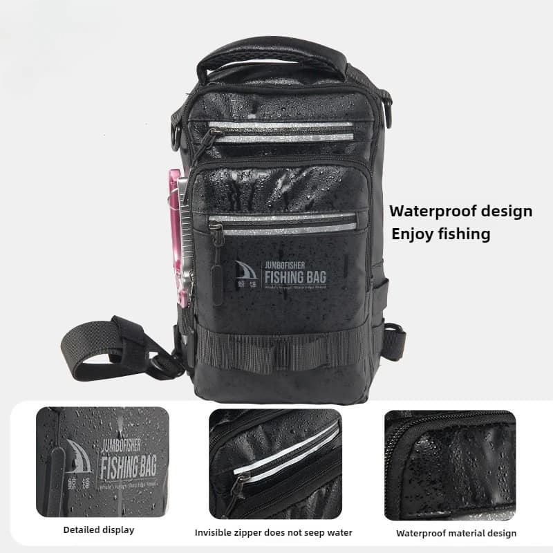 Sac de pêche multifonction léger avec porte-canne et compartiment tactique pour matériel