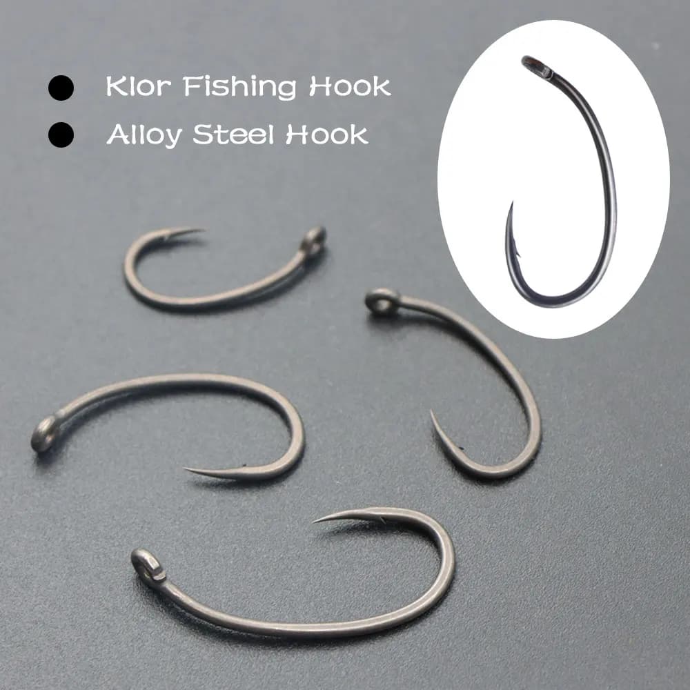 10 hameçons Klor carp hook acier allié pour montage Ronnie rig et method feeder - Hameçons barbelés carpe