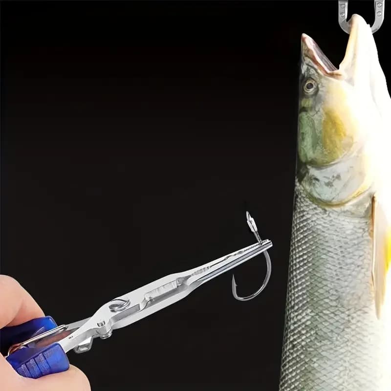 Pince de pêche inox multifonction : dégorgeoir, poignée antidérapante et ciseaux durables