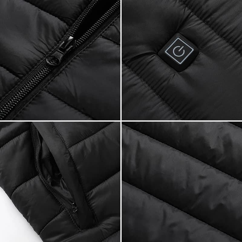 Gilet chauffant homme et femme 16 zones chauffantes hiver veste chauffage constant sans batterie