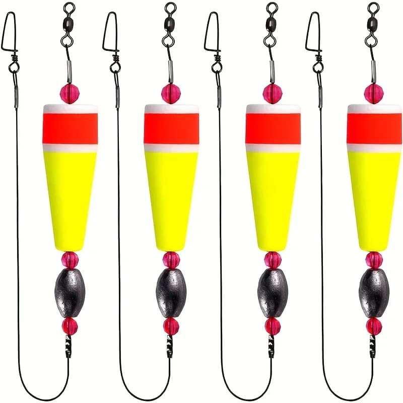 4 flotteurs à cliquetis pour pêche mer et eau douce - Popping corks colorés 2 à 5 pouces