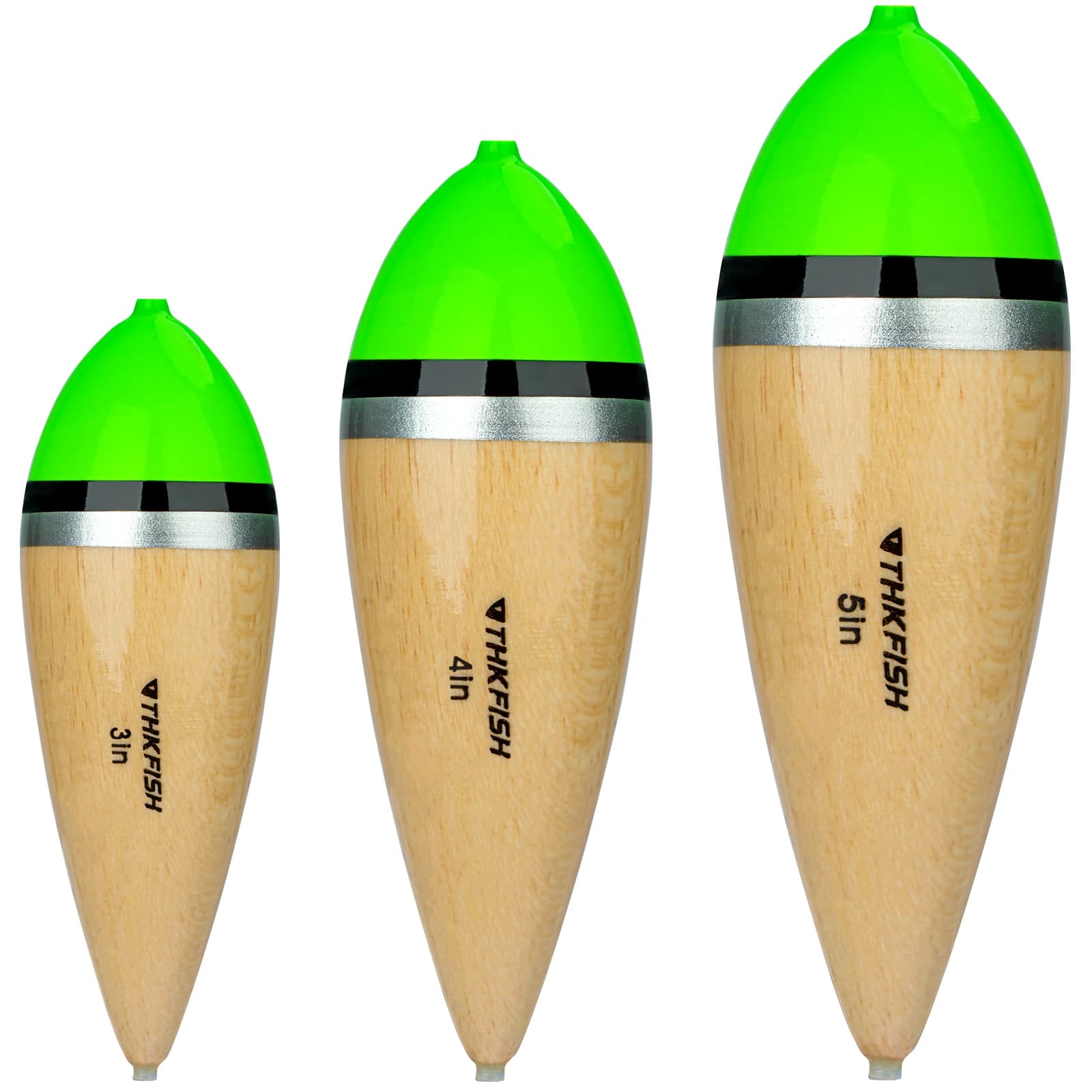 4 flotteurs coulissants THKFISH 5 pouces pour black-bass et perche - Bobbers en bois pour pêche