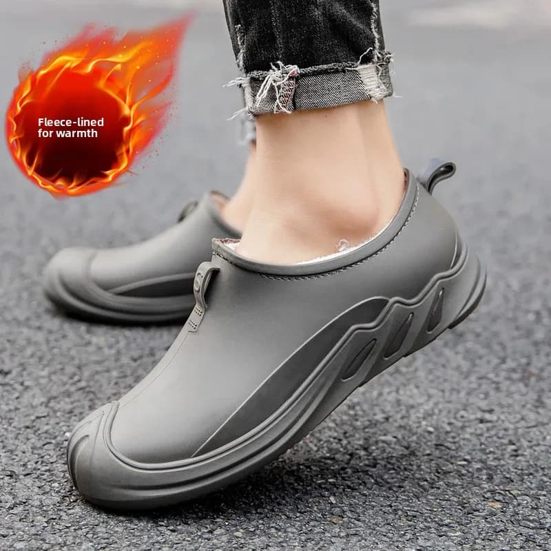 Bottes pêche basses doublées polaire imperméables - Chaussures travail cuisine automne hiver