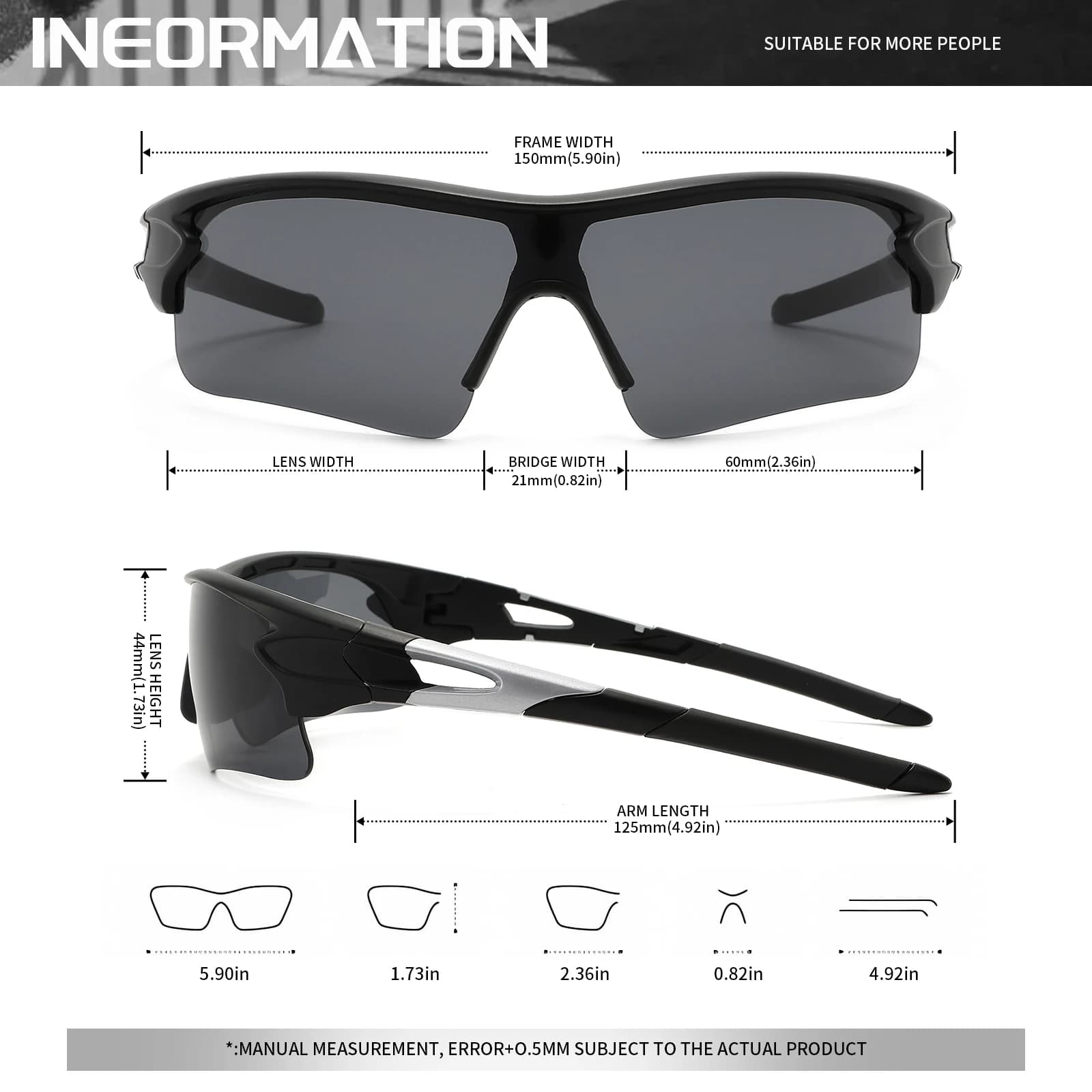 Lunettes de sport UV400 enveloppantes - Protection totale pour pêche, randonnée et cyclisme