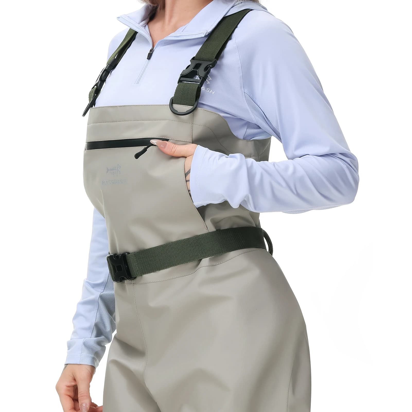 Waders femme Bassdash IMMERSE - Combinaison respirante pied nu pour pêche à la mouche légère