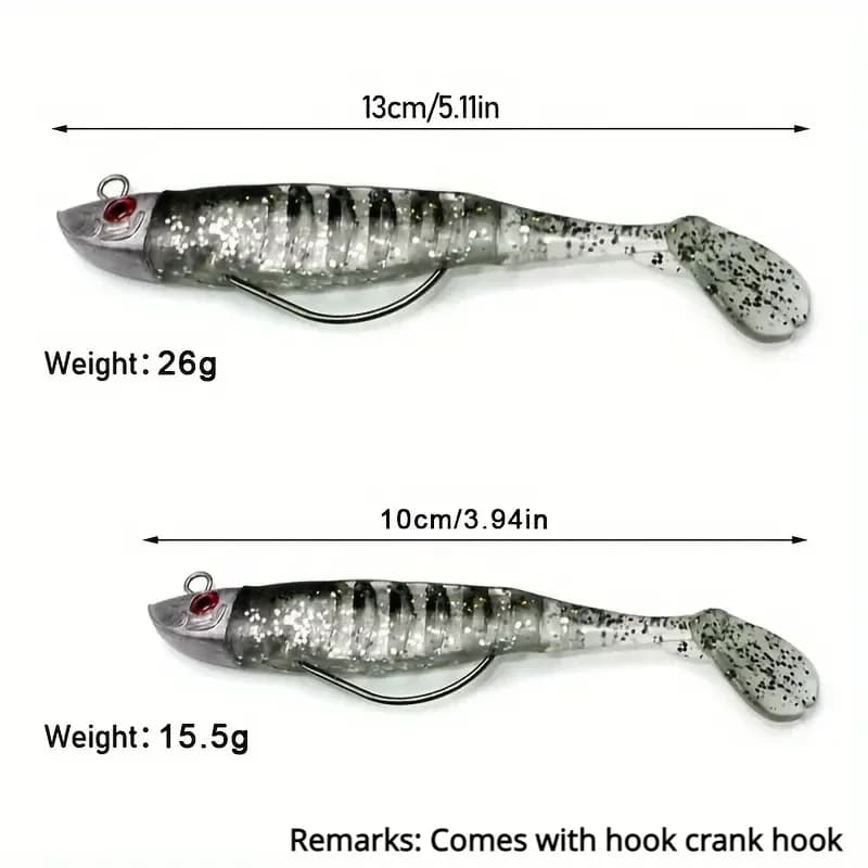 Jigging Soft Bait 10cm15g et 13cm26g - leurres souples jig pour pêche en mer et pike swimbait