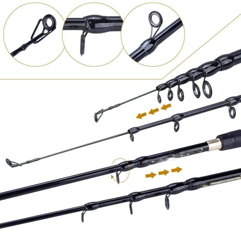 Canne à pêche télescopique ultralégère spinning casting 1.6-2.4m fibre carbone accessoires pêche leurres