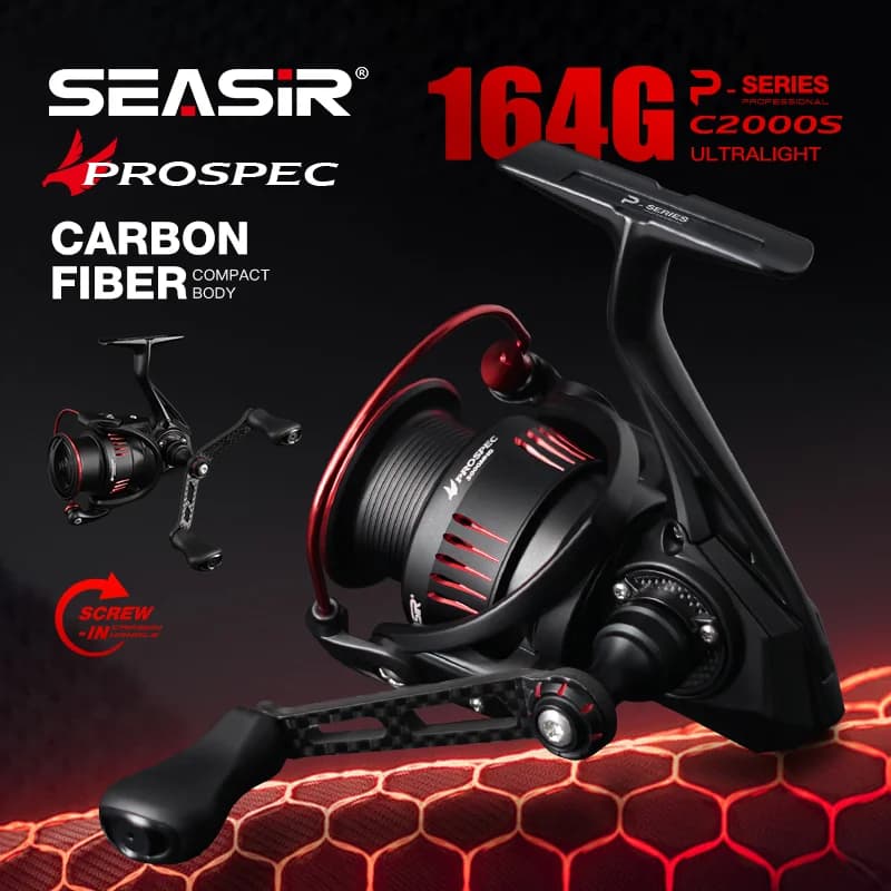 Moulinet spinning carbone Seasir P-Series Prospec 9kg drag 8+1BB pour pêche eau douce et mer