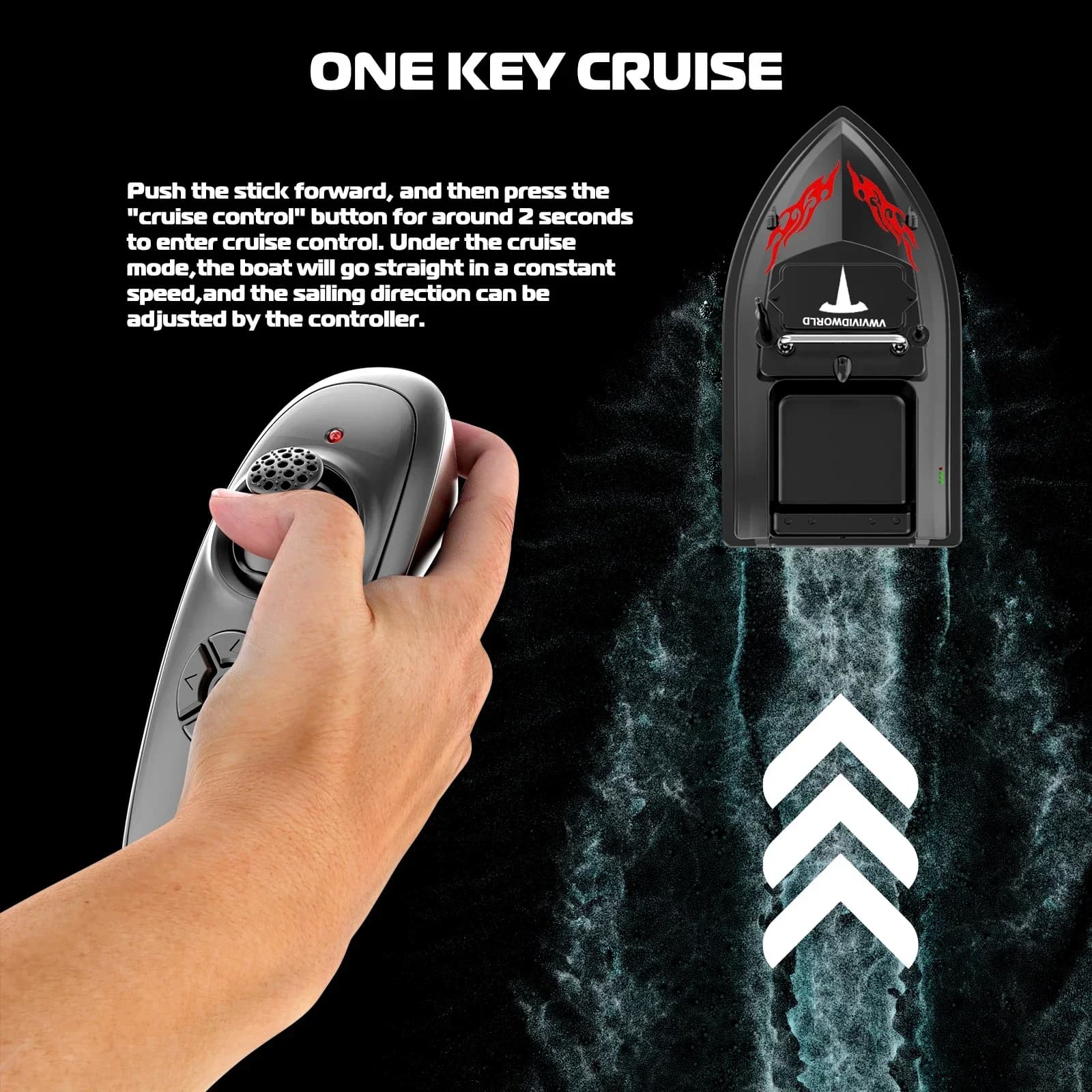 Bateau appât télécommandé RC 500m portée 2kg charge vitesse fixe étanche pêche VWVIVIDWORLD