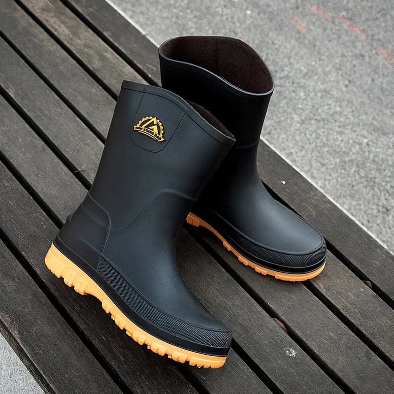 Bottes de pluie mi-mollet homme légères semelle souple PVC antidérapantes mode durable