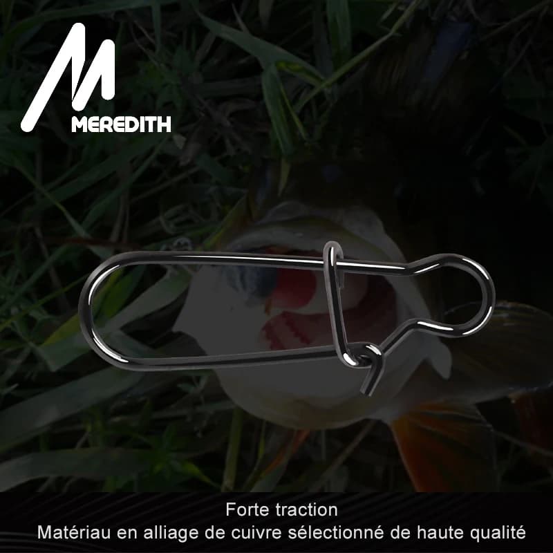 Snap de pêche inoxydable Meredith, 50 pièces solides avec mousqueton à verrouillage sécurisé pour hameçons et leurres