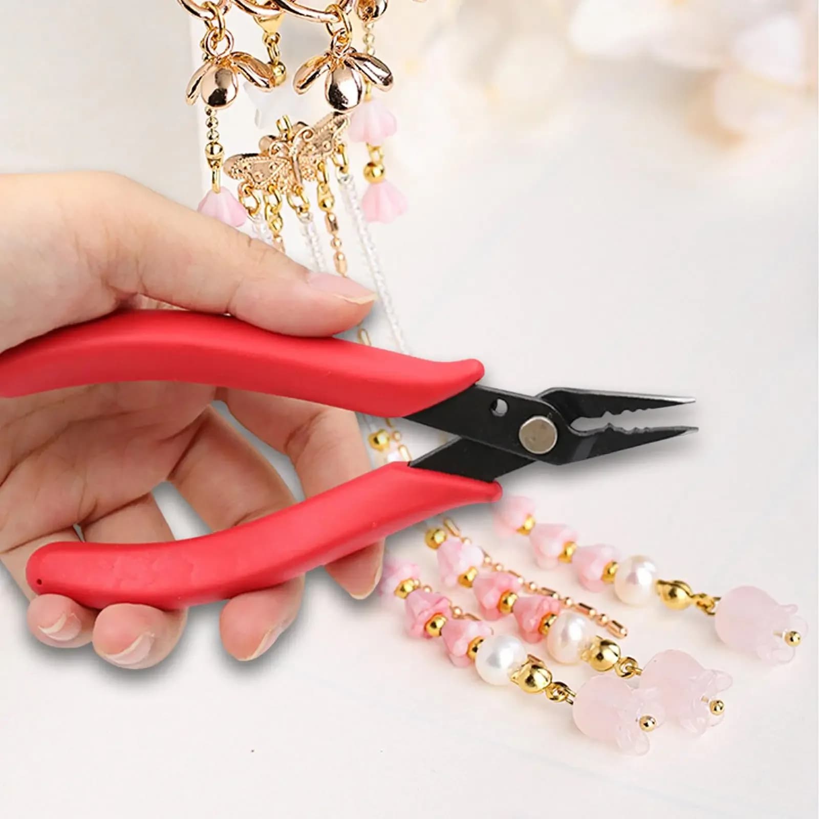 Pince à sertir pour bijoux avec becs fins - Outil création de tips, anneaux jump et split rings DIY