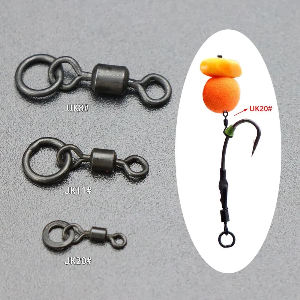 Émerillons anneau ronde 20 pièces pour montages hair rig carpe - accessoires pêche bouillettes pop-up