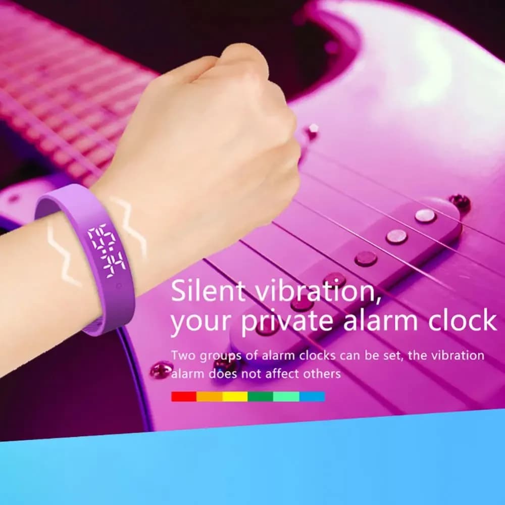 Bracelet connecté LED numérique étanche smartband monitoring température corporelle alarme vibreur rappels écran digital