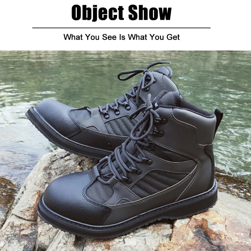 Chaussures de pêche étanches avec semelle feutre ou caoutchouc pour pêche en mer et rivière