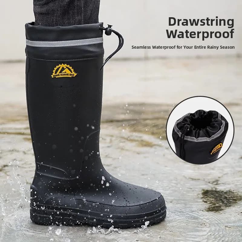 Bottes de pluie hautes imperméables antidérapantes pêche - Chaussures protection travail PVC bout rond
