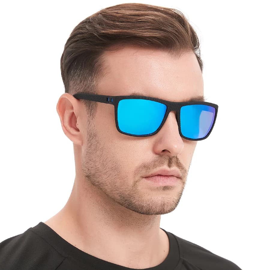 Lunettes de soleil carrées tendance pêche conduite légères pour hommes et femmes 2 pièces