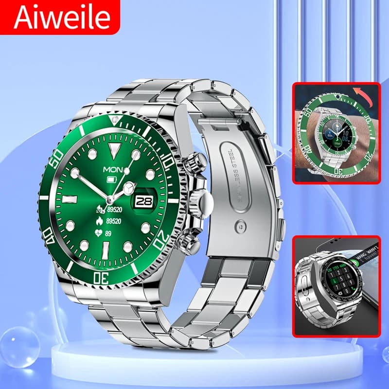 Smartwatch de luxe Aiweile AW12 style nouveau - Montre digitale étanche sport business cadeau homme