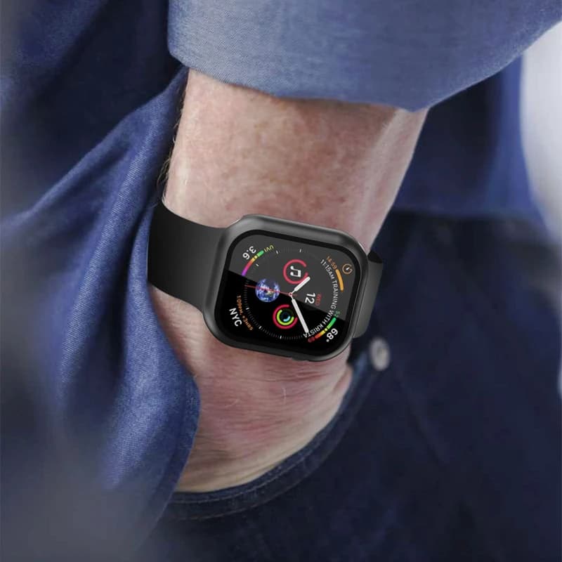 Protection verre trempé et coque pour Apple Watch série 9 8 7 6 SE 5 étanche pêche