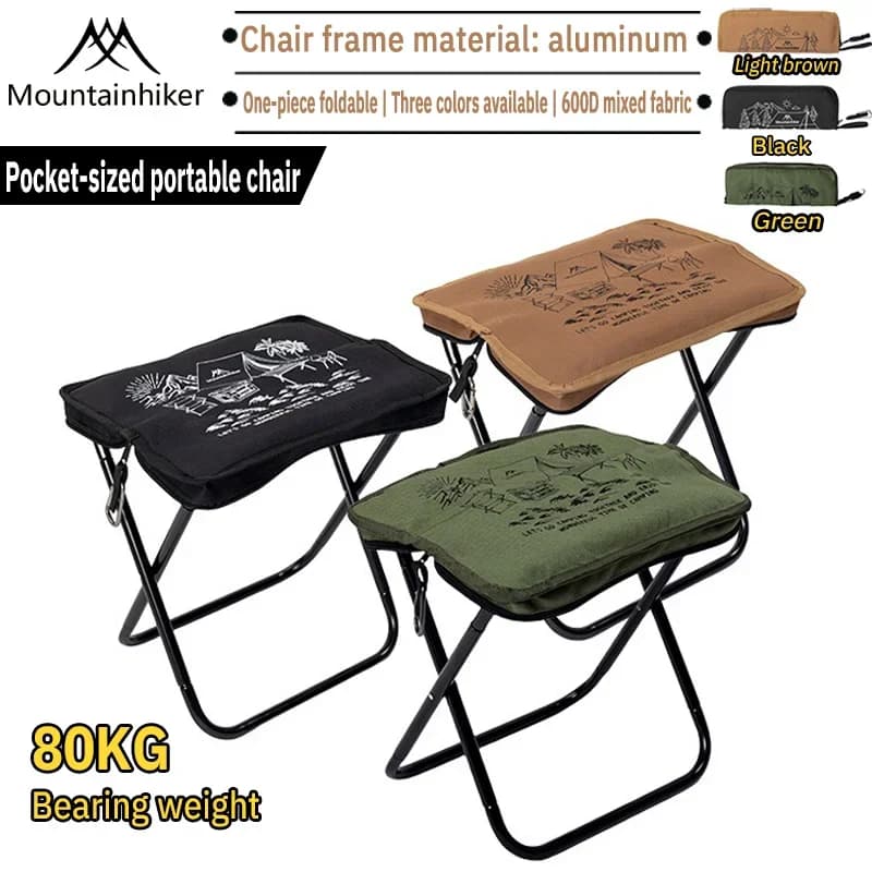 Chaise pliante camping MOUNTAINHIKER compacte capacité 80kg pour pêche outdoor portable