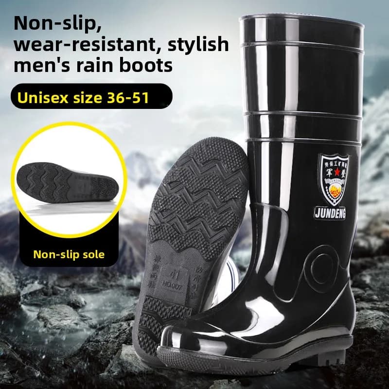 Bottes de pluie homme grande taille mi-mollet doublées polaire antidérapantes sécurité travail caoutchouc