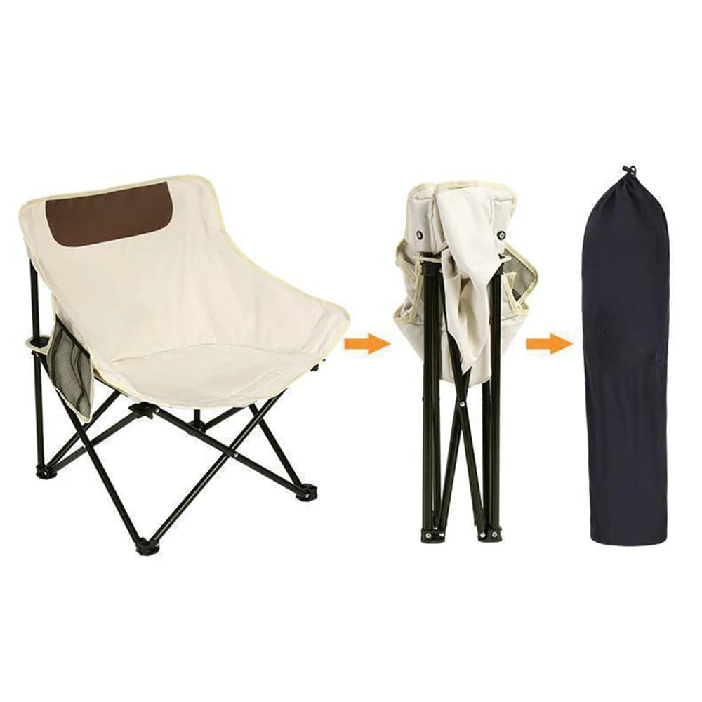 Chaise camping pliante pêche avec poche latérale - Siège extérieur plage randonnée portable