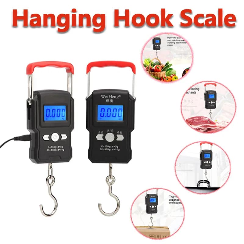 Balance portable à crochet 50Kg/5g affichage LCD numérique main pour pêche voyage bagages électronique
