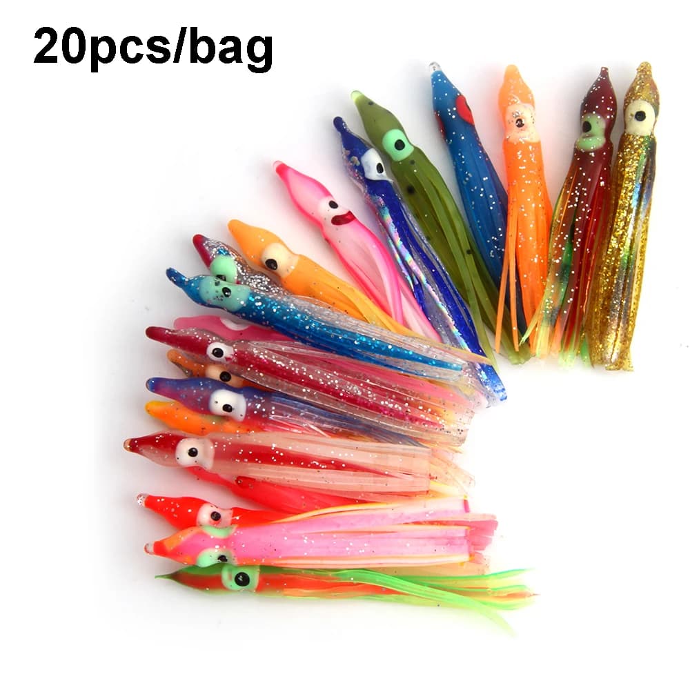 Leurre souple poulpe 6,5cm pour jig, leurre artificiel thon et voilier, 20 pièces multi-couleurs