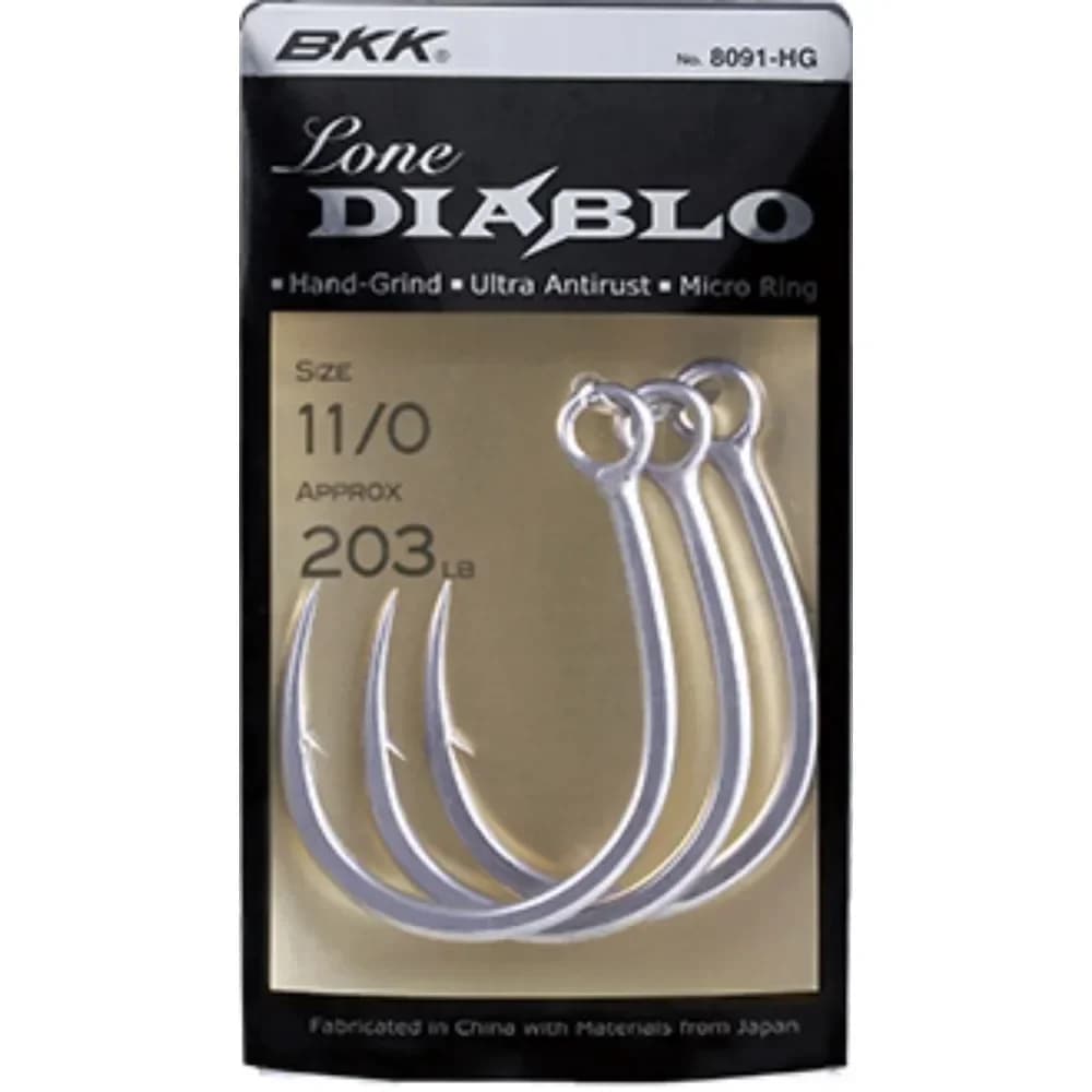 Hameçon simple BKK Hand Ground Jigging Lone Diablo 8091-5X-HG pour pêche verticale et leurres