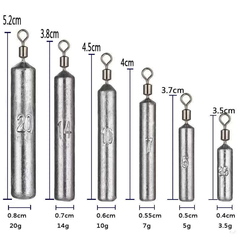 Plombs drop shot 5 pièces 3.5g 5g 7g 10g 14g 20g pour montage rapide avec émerillon