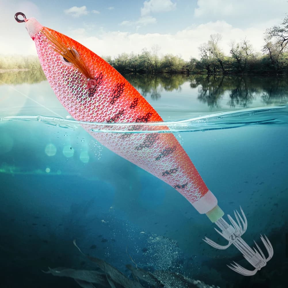 Leurre de pêche lumineux appât calmar crevette seiche 11cm 13.4g avec plomb intégré pour la pêche en mer