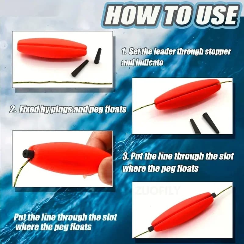 5pcs Flotteurs Ovale Pêche Silure - Flotteurs Fente Pêche Lancer - Flotteurs Mousse Pêche Gros Poissons
