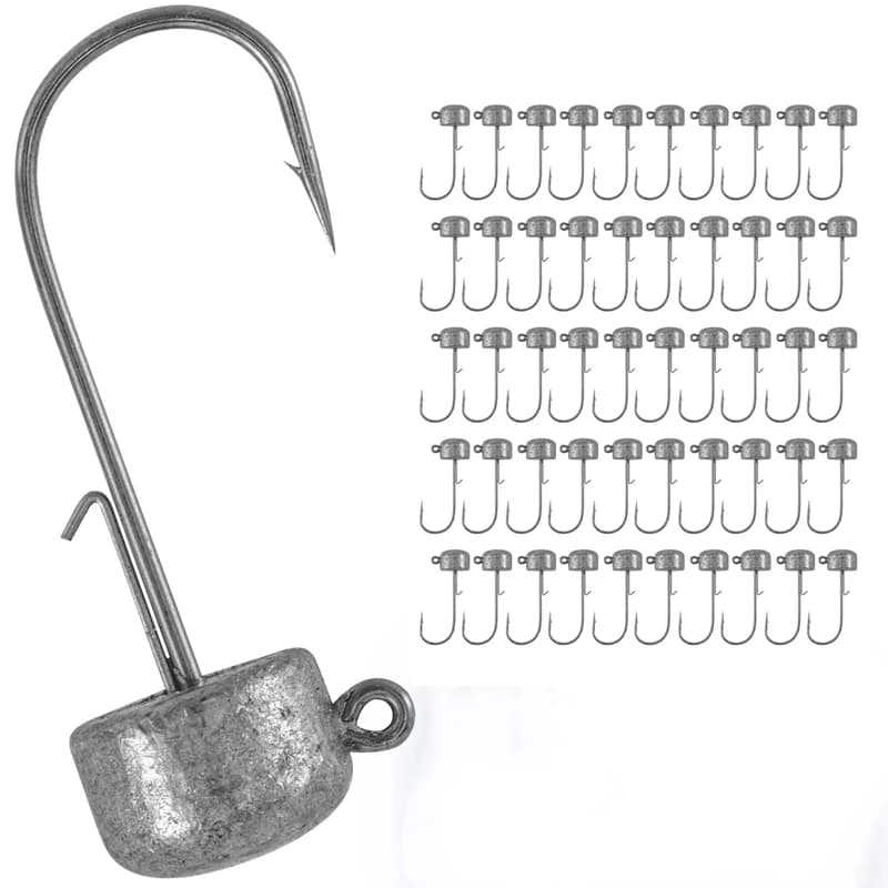 50 têtes de jig Ned Rig non peintes 2.5g à 14g - Pour crappie, bass, truite et pêche fine