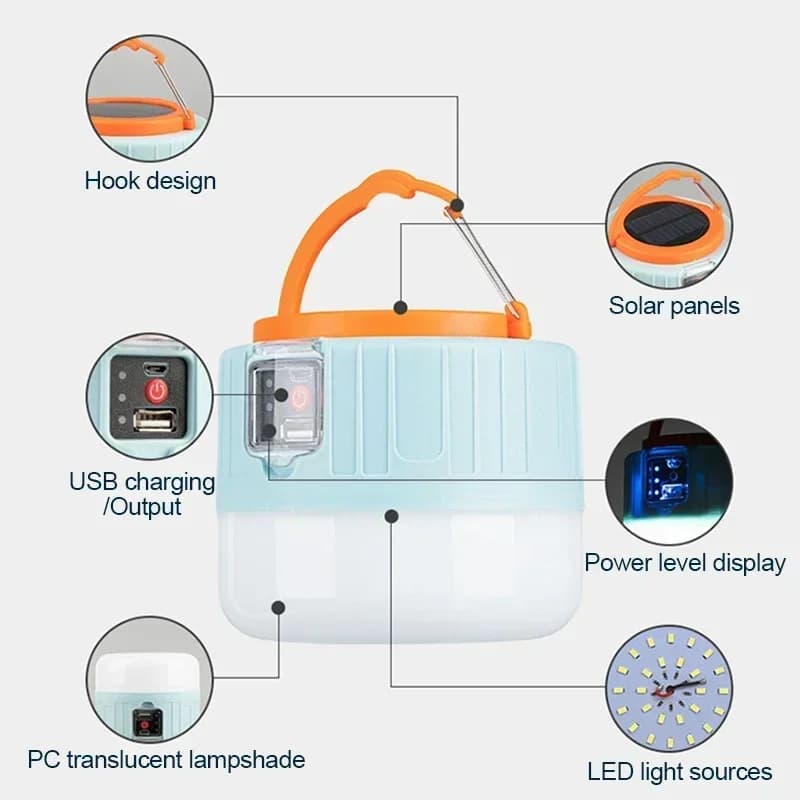 Lampe de camping rechargeable power bank étanche avec télécommande pour pêche nocturne et bivouac